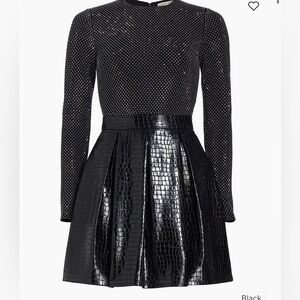 Chara Crocodile-Embossed Faux Leather Minidress